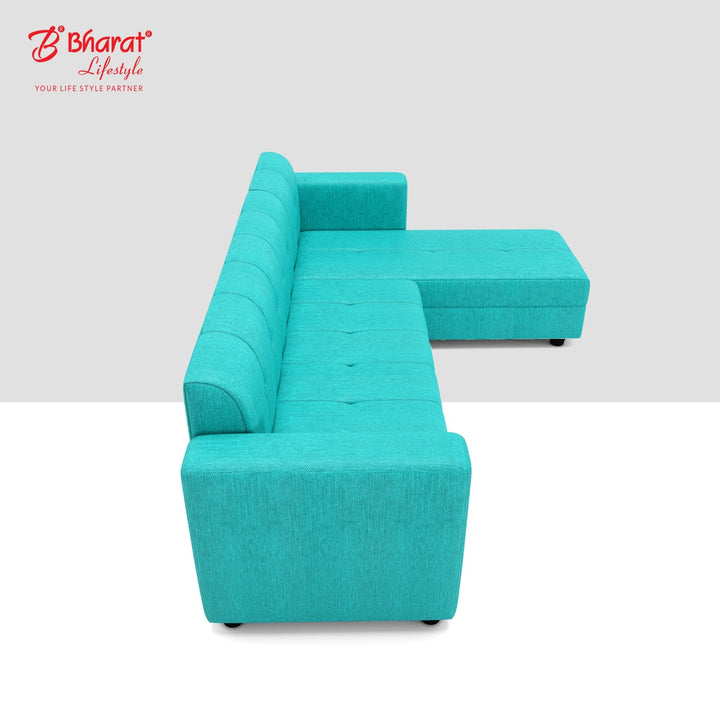 Bharat Lifestyle Deno L Shape Fabric Sofa (LHD) | 5 Seater | Aqua Blue Color | Stylish & Comfortable L - Shaped Sofa for Living Room, Bedroom | Soft Touch Fabric | DIY Assembly | 1 Year Warranty - BHARAT LIFESPACE PRIVATE LIMITED