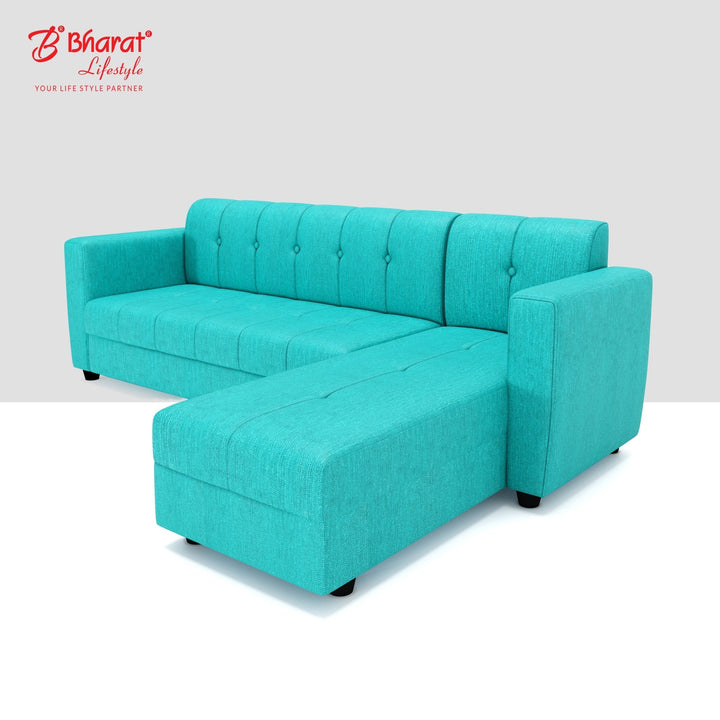 Bharat Lifestyle Deno L Shape Fabric Sofa (LHD) | 5 Seater | Aqua Blue Color | Stylish & Comfortable L - Shaped Sofa for Living Room, Bedroom | Soft Touch Fabric | DIY Assembly | 1 Year Warranty - BHARAT LIFESPACE PRIVATE LIMITED