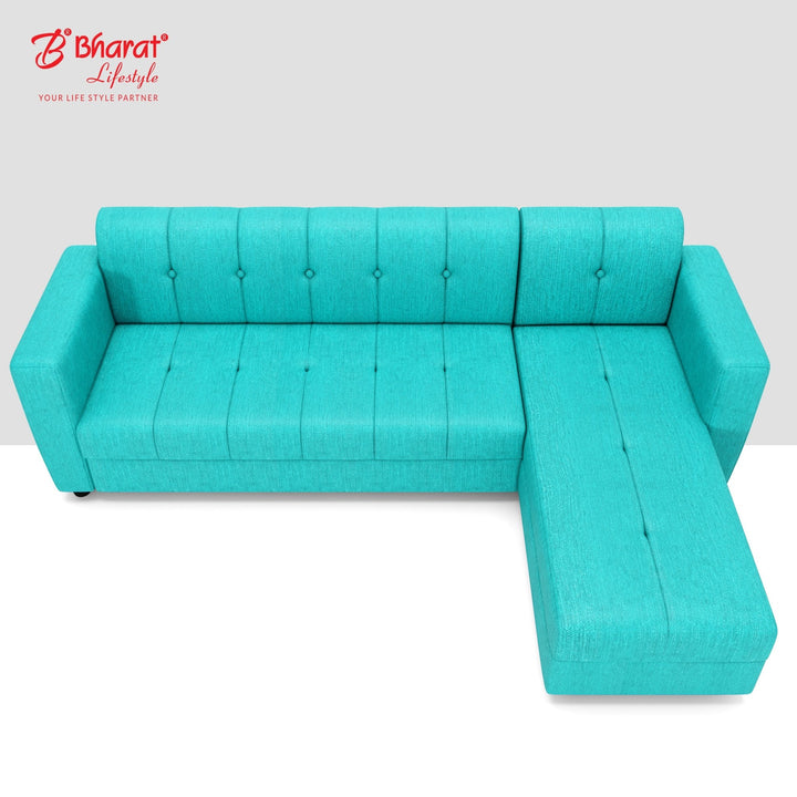 Bharat Lifestyle Deno L Shape Fabric Sofa (LHD) | 5 Seater | Aqua Blue Color | Stylish & Comfortable L - Shaped Sofa for Living Room, Bedroom | Soft Touch Fabric | DIY Assembly | 1 Year Warranty - BHARAT LIFESPACE PRIVATE LIMITED