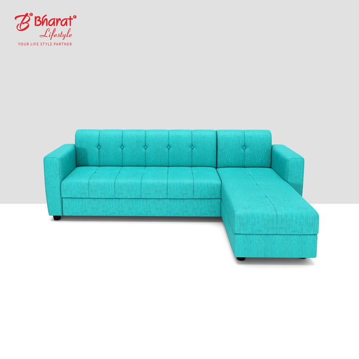 Bharat Lifestyle Deno L Shape Fabric Sofa (LHD) | 5 Seater | Aqua Blue Color | Stylish & Comfortable L - Shaped Sofa for Living Room, Bedroom | Soft Touch Fabric | DIY Assembly | 1 Year Warranty - BHARAT LIFESPACE PRIVATE LIMITED