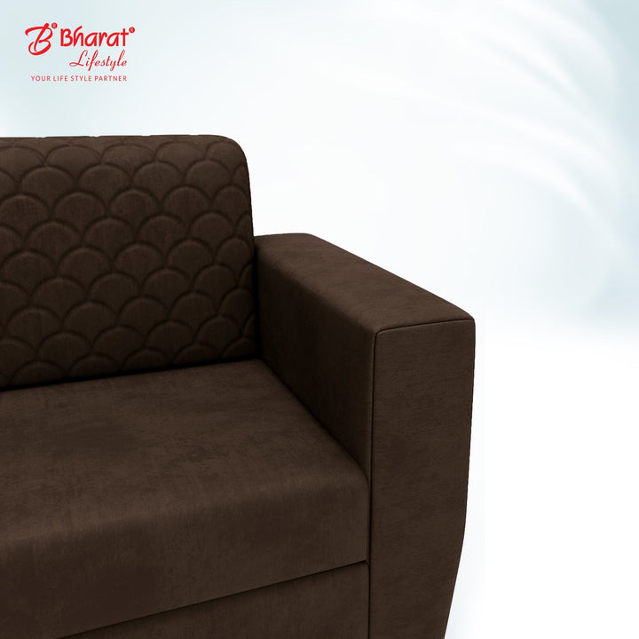 Bharat Lifestyle Deno Seude Velvet Fabric Tufted Back Design 3 Seater Sofa, Luxurious Looks and Comfortable for Living Room, Bedroom (Finish Color - Brown, DIY(Do - It - Yourself) - BHARAT LIFESPACE PRIVATE LIMITED