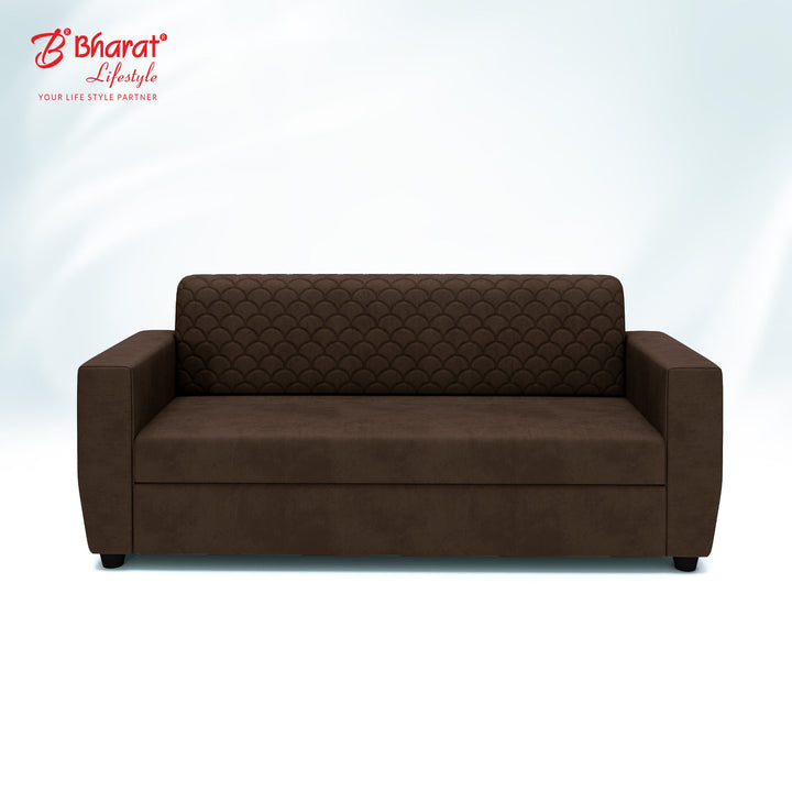 Bharat Lifestyle Deno Seude Velvet Fabric Tufted Back Design 3 Seater Sofa, Luxurious Looks and Comfortable for Living Room, Bedroom (Finish Color - Brown, DIY(Do - It - Yourself) - BHARAT LIFESPACE PRIVATE LIMITED
