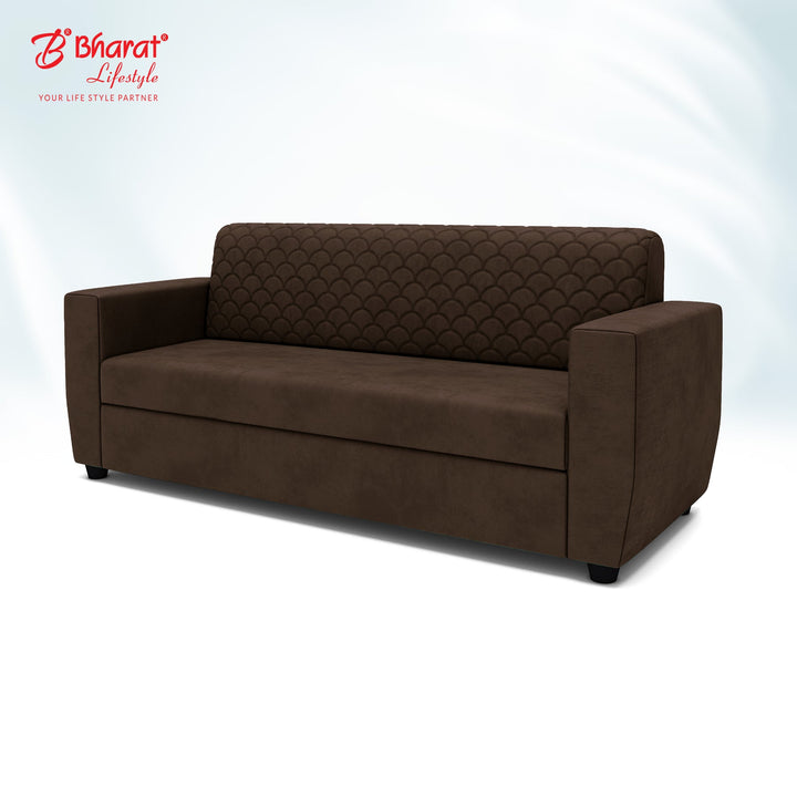 Bharat Lifestyle Deno Seude Velvet Fabric Tufted Back Design 3 Seater Sofa, Luxurious Looks and Comfortable for Living Room, Bedroom (Finish Color - Brown, DIY(Do - It - Yourself) - BHARAT LIFESPACE PRIVATE LIMITED