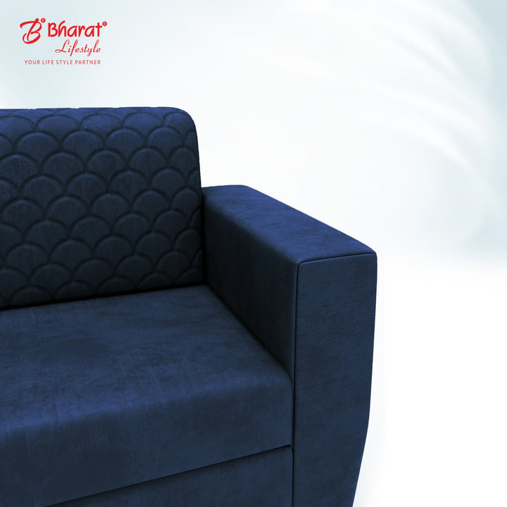 Bharat Lifestyle Deno Seude Velvet Fabric Tufted Back Design Fabric 3 Seater Blue Sofa, Luxurious Looks and Comfortable Sofa for Living Room, Bedroom, Home & Office, DIY(Do - It - Yourself) - BHARAT LIFESPACE PRIVATE LIMITED