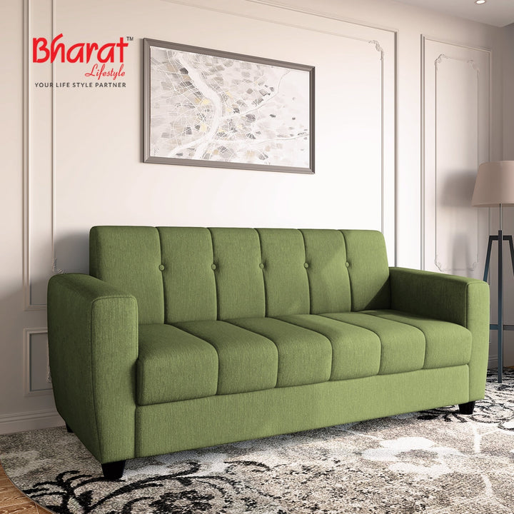 Bharat Lifestyle Deno Soft Touch Fabric 3 Seater Green Sofa Luxurious Looks and Comfortable for Living Room, Bedroom, DIY(Do - It - Yourself) 1 Year Warranty - BHARAT LIFESPACE PRIVATE LIMITED