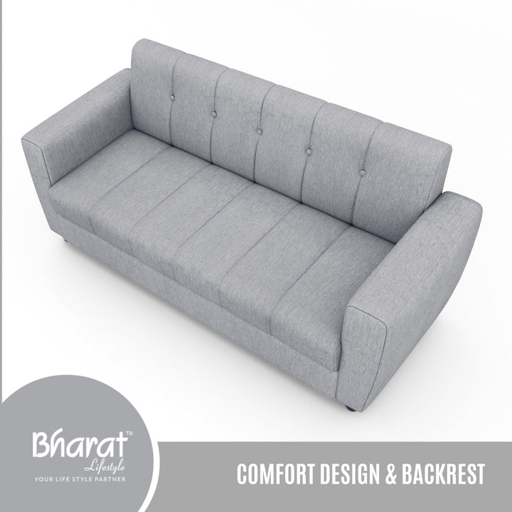 Bharat Lifestyle Deno Soft Touch Fabric 3 Seater Grey Sofa Luxurious Looks and Comfortable for Living Room, Bedroom, DIY(Do - It - Yourself) 1 Year Warranty - BHARAT LIFESPACE PRIVATE LIMITED