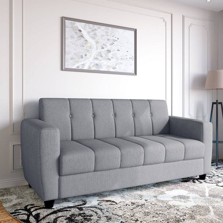 Bharat Lifestyle Deno Soft Touch Fabric 3 Seater Grey Sofa Luxurious Looks and Comfortable for Living Room, Bedroom, DIY(Do - It - Yourself) 1 Year Warranty - BHARAT LIFESPACE PRIVATE LIMITED