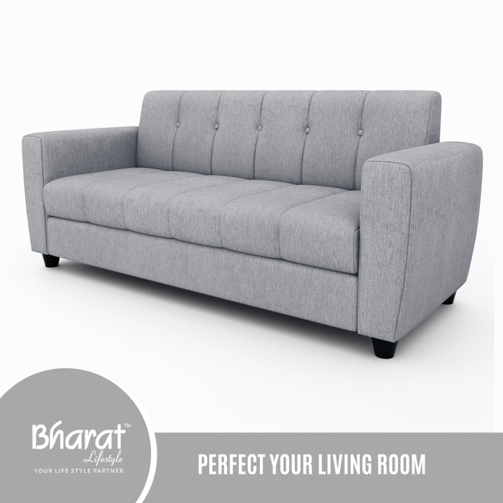 Bharat Lifestyle Deno Soft Touch Fabric 3 Seater Grey Sofa Luxurious Looks and Comfortable for Living Room, Bedroom, DIY(Do - It - Yourself) 1 Year Warranty - BHARAT LIFESPACE PRIVATE LIMITED