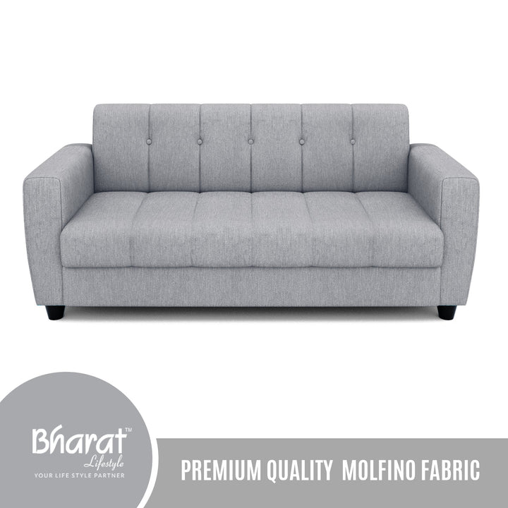 Bharat Lifestyle Deno Soft Touch Fabric 3 Seater Grey Sofa Luxurious Looks and Comfortable for Living Room, Bedroom, DIY(Do - It - Yourself) 1 Year Warranty - BHARAT LIFESPACE PRIVATE LIMITED