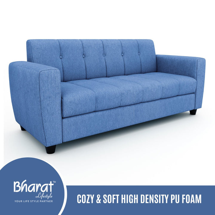 Bharat Lifestyle Deno Soft Touch Fabric 3 Seater Sky Blue Sofa, Luxurious Looks and Comfortable Sofa for Living Room, Bedroom DIY(Do - It - Yourself) 1 Year Warranty - BHARAT LIFESPACE PRIVATE LIMITED