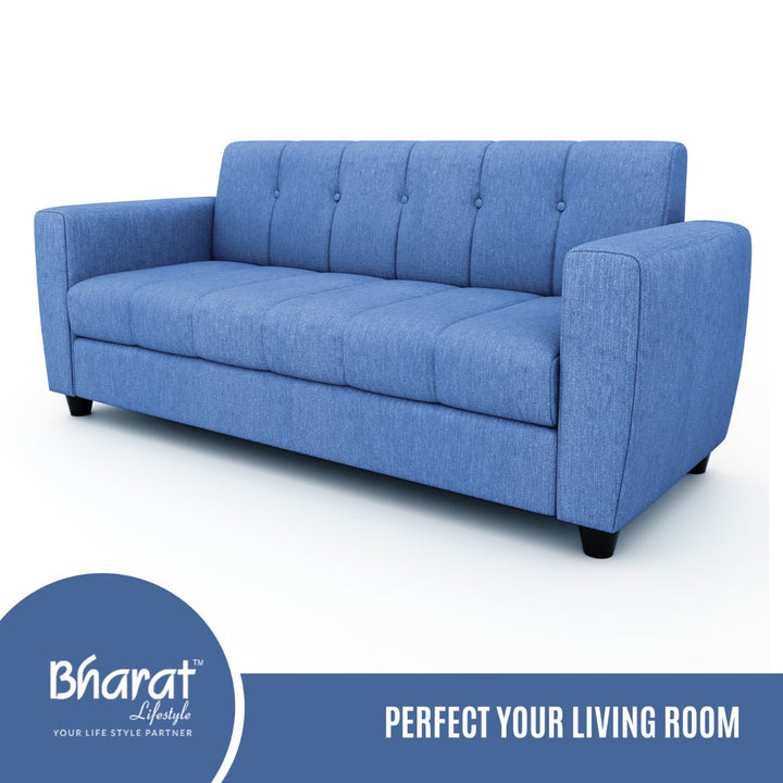 Bharat Lifestyle Deno Soft Touch Fabric 3 Seater Sky Blue Sofa, Luxurious Looks and Comfortable Sofa for Living Room, Bedroom DIY(Do - It - Yourself) 1 Year Warranty - BHARAT LIFESPACE PRIVATE LIMITED
