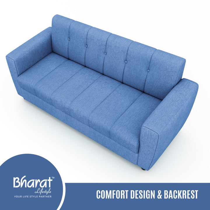 Bharat Lifestyle Deno Soft Touch Fabric 3 Seater Sky Blue Sofa, Luxurious Looks and Comfortable Sofa for Living Room, Bedroom DIY(Do - It - Yourself) 1 Year Warranty - BHARAT LIFESPACE PRIVATE LIMITED
