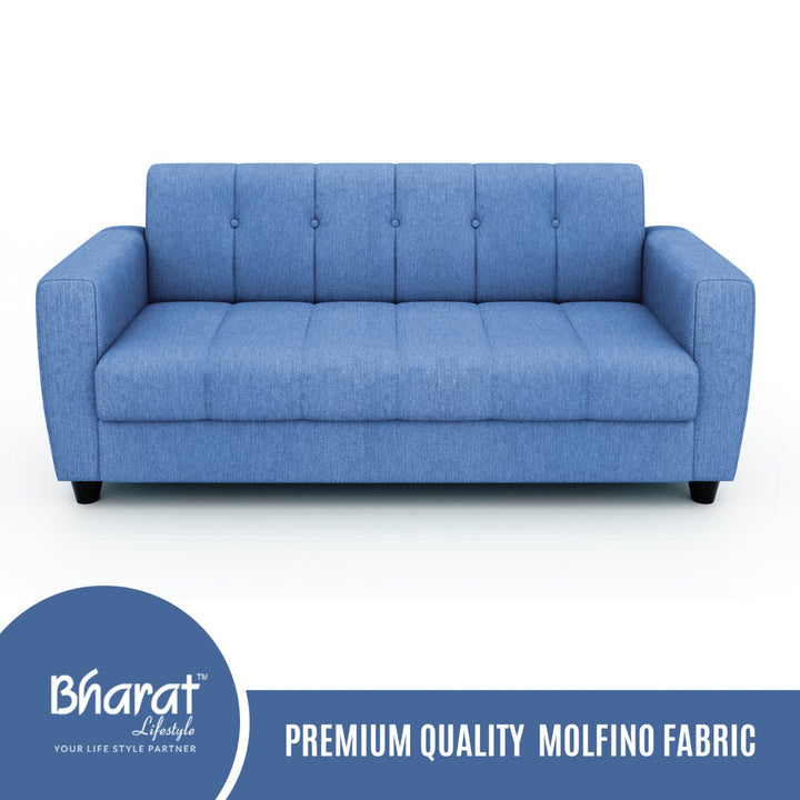 Bharat Lifestyle Deno Soft Touch Fabric 3 Seater Sky Blue Sofa, Luxurious Looks and Comfortable Sofa for Living Room, Bedroom DIY(Do - It - Yourself) 1 Year Warranty - BHARAT LIFESPACE PRIVATE LIMITED