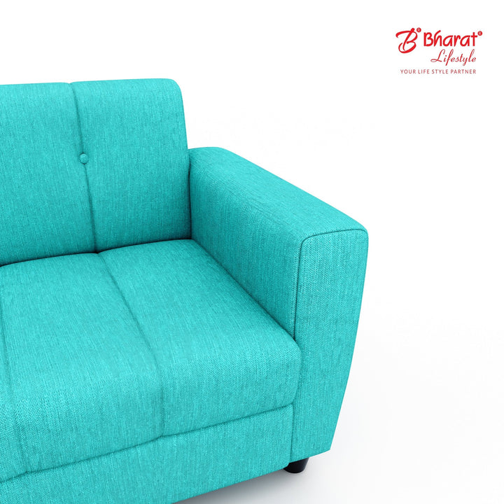 Bharat Lifestyle Deno Soft Touch Fabric 3 Seater Sofa Aqua Blue Luxurious Comfortable Sofa for Living Room Bedroom Home and Office DIY Assembly 1 Year Warranty - BHARAT LIFESPACE PRIVATE LIMITED