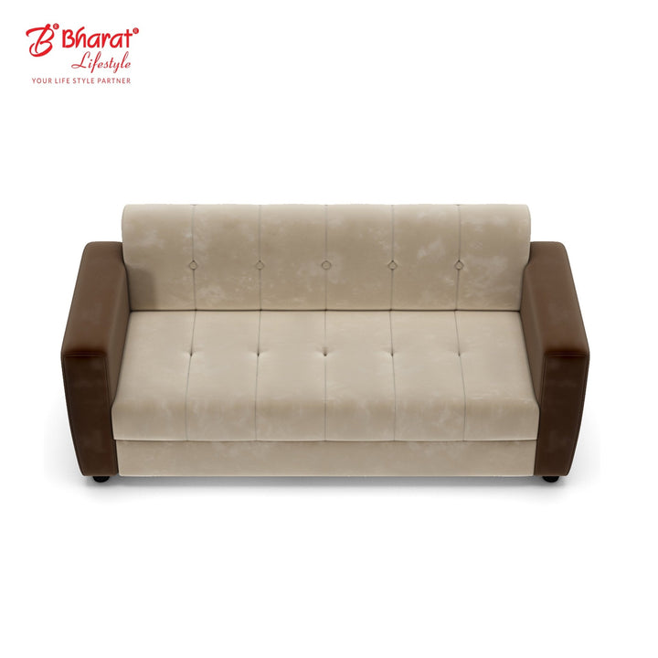 Bharat Lifestyle Deno Velvet Fabric 3 Seater Cream Brown Sofa, Luxurious Looks and Comfortable for Living Room, Bedroom, DIY(Do - It - Yourself) 1 Year Warranty - BHARAT LIFESPACE PRIVATE LIMITED