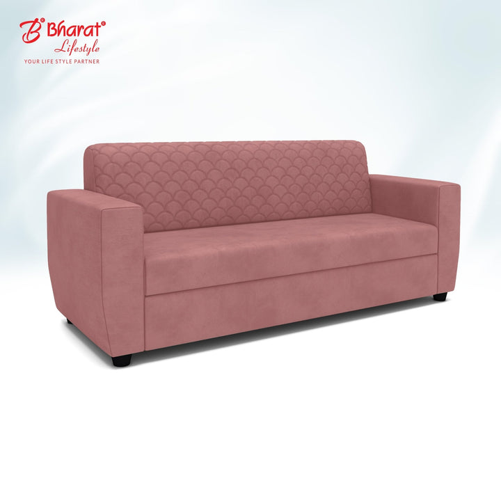 Bharat Lifestyle Deno Velvet Fabric Tufted Back Design 3 Seater Peach Sofa, Luxurious Looks and Comfortable Sofa for Living Room, Bedroom DIY(Do - It - Yourself) 1 Year Warranty - BHARAT LIFESPACE PRIVATE LIMITED