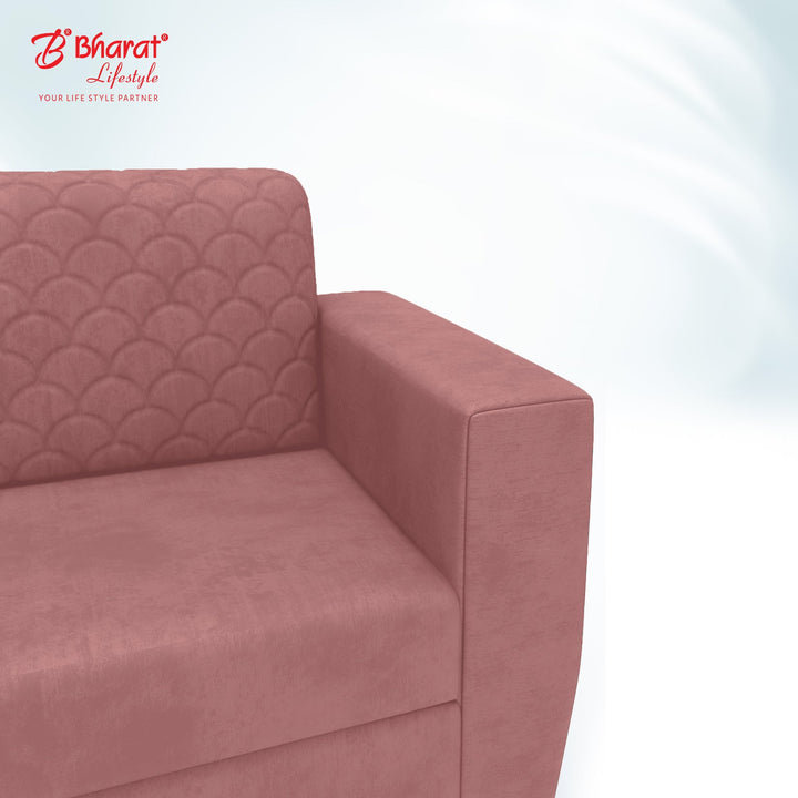 Bharat Lifestyle Deno Velvet Fabric Tufted Back Design 3 Seater Peach Sofa, Luxurious Looks and Comfortable Sofa for Living Room, Bedroom DIY(Do - It - Yourself) 1 Year Warranty - BHARAT LIFESPACE PRIVATE LIMITED