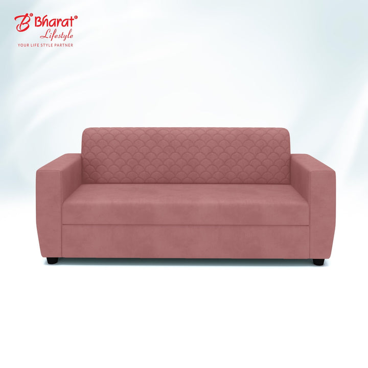 Bharat Lifestyle Deno Velvet Fabric Tufted Back Design 3 Seater Peach Sofa, Luxurious Looks and Comfortable Sofa for Living Room, Bedroom DIY(Do - It - Yourself) 1 Year Warranty - BHARAT LIFESPACE PRIVATE LIMITED