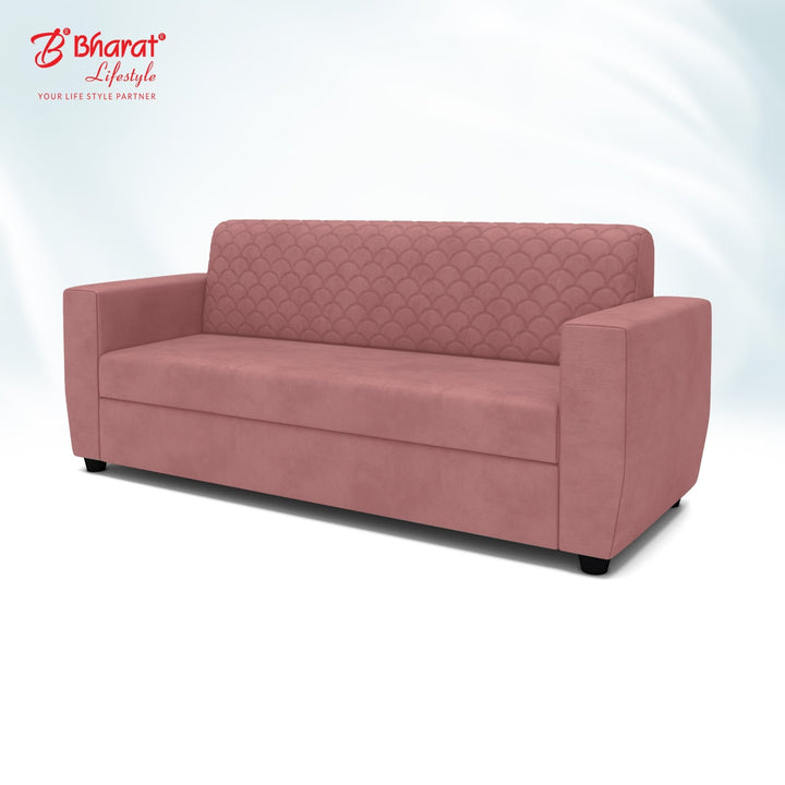 Bharat Lifestyle Deno Velvet Fabric Tufted Back Design 3 Seater Peach Sofa, Luxurious Looks and Comfortable Sofa for Living Room, Bedroom DIY(Do - It - Yourself) 1 Year Warranty - BHARAT LIFESPACE PRIVATE LIMITED