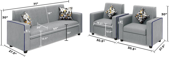 Bharat Lifestyle Desy Fabric 3+1+1 Sofa Set | Grey Color | Comfortable & Stylish Sofa Set for Living Room, Bedroom | Soft Fabric | DIY Assembly | 1 Year Warranty - BHARAT LIFESPACE PRIVATE LIMITED