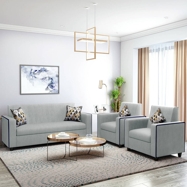 Bharat Lifestyle Desy Fabric 3+1+1 Sofa Set | Grey Color | Comfortable & Stylish Sofa Set for Living Room, Bedroom | Soft Fabric | DIY Assembly | 1 Year Warranty - BHARAT LIFESPACE PRIVATE LIMITED