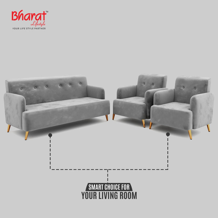 Bharat Lifestyle Dice Fabric 3 + 1 + 1 Sofa Set (Grey, Knock Down) - BHARAT LIFESPACE PRIVATE LIMITED