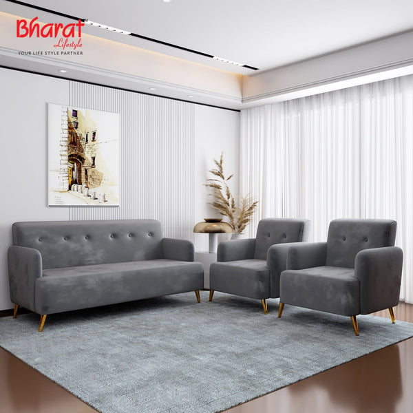 Bharat Lifestyle Dice Fabric 3 + 1 + 1 Sofa Set (Grey, Knock Down) - BHARAT LIFESPACE PRIVATE LIMITED