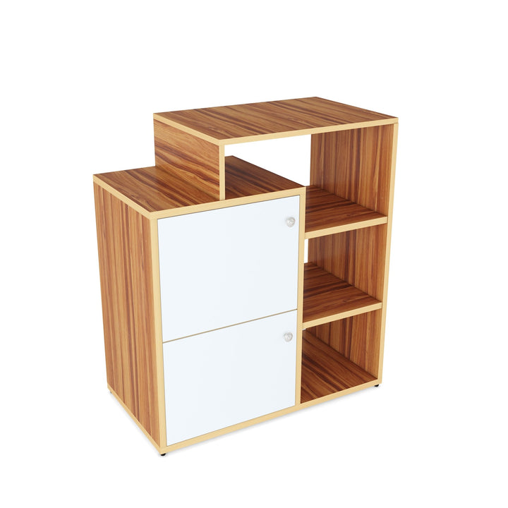 Bharat Lifestyle Doglus Engineered Wood Semi - Open Book Shelf (Finish Color - Brown and White, Knock Down) - BHARAT LIFESPACE PRIVATE LIMITED