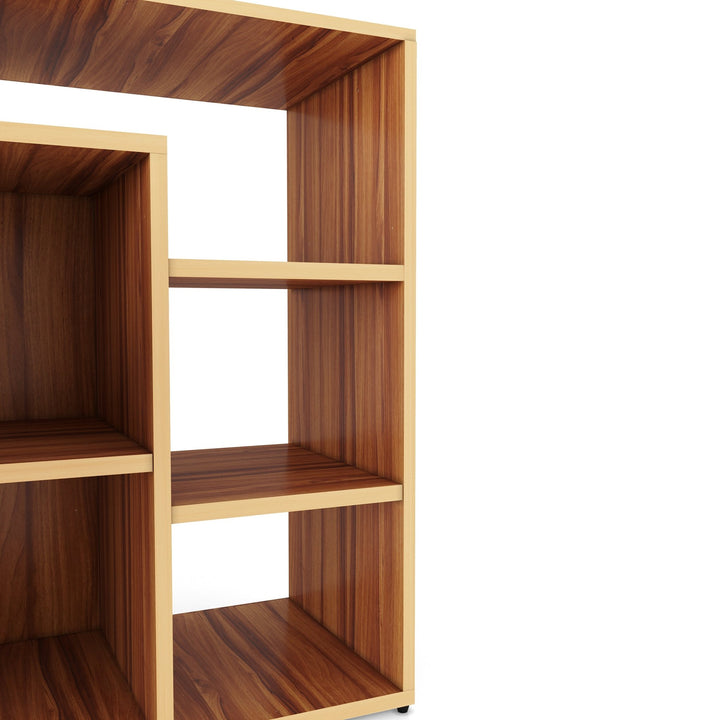 Bharat Lifestyle Doglus Engineered Wood Semi - Open Book Shelf (Finish Color - Brown and White, Knock Down) - BHARAT LIFESPACE PRIVATE LIMITED