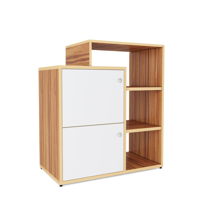 Bharat Lifestyle Doglus Engineered Wood Semi - Open Book Shelf (Finish Color - Brown and White, Knock Down) - BHARAT LIFESPACE PRIVATE LIMITED