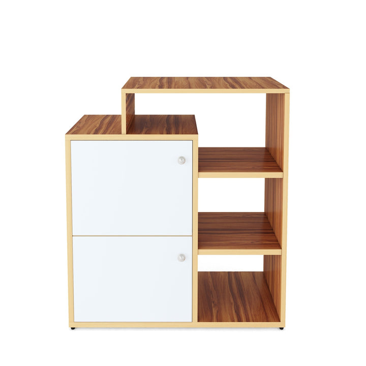 Bharat Lifestyle Doglus Engineered Wood Semi - Open Book Shelf (Finish Color - Brown and White, Knock Down) - BHARAT LIFESPACE PRIVATE LIMITED