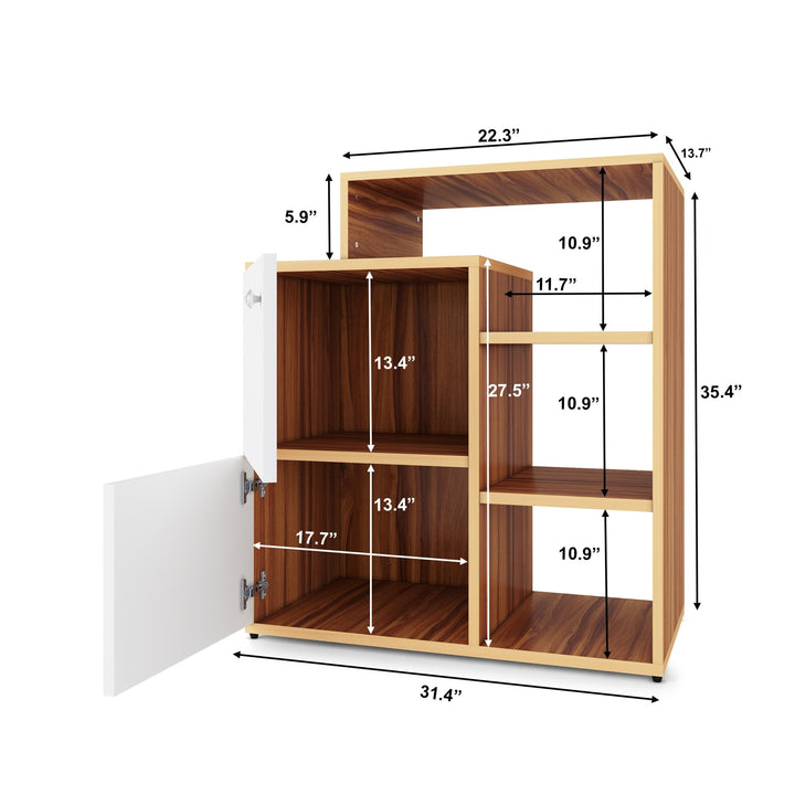 Bharat Lifestyle Doglus Engineered Wood Semi - Open Book Shelf (Finish Color - Brown and White, Knock Down) - BHARAT LIFESPACE PRIVATE LIMITED