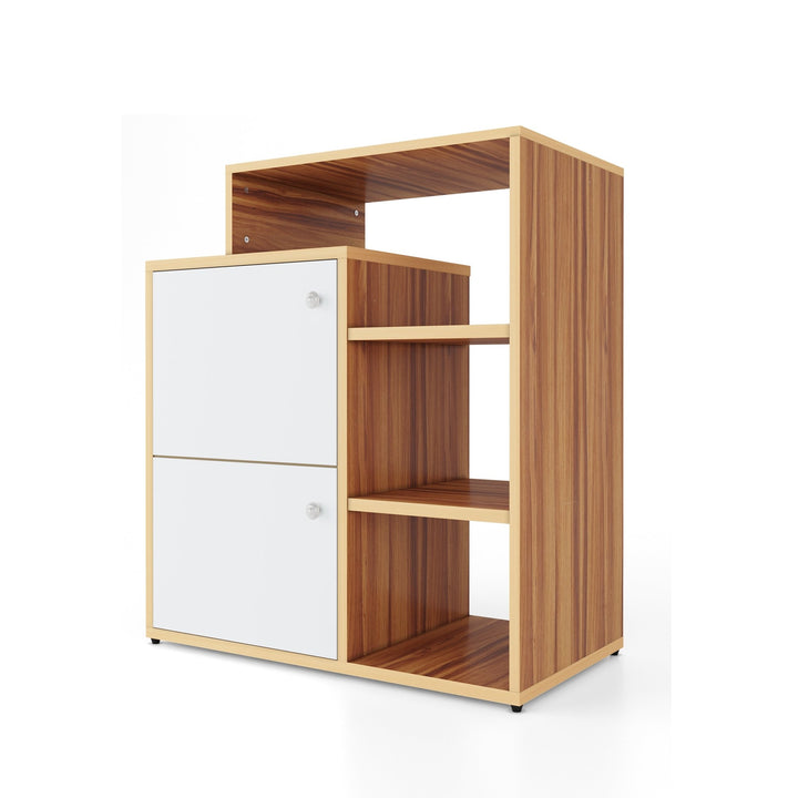 Bharat Lifestyle Doglus Engineered Wood Semi - Open Book Shelf (Finish Color - Brown and White, Knock Down) - BHARAT LIFESPACE PRIVATE LIMITED