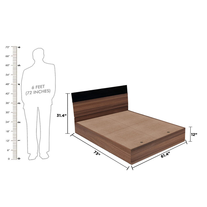 Bharat Lifestyle Dublin Engineered Wood Queen Bed (Finish Color - Acacia Dark, Delivery Condition - Knock Down) - BHARAT LIFESPACE PRIVATE LIMITED