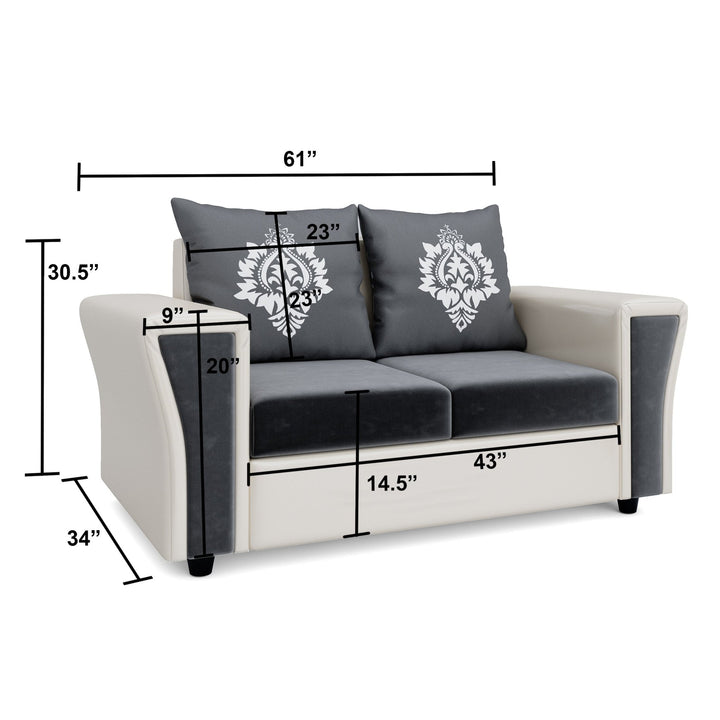 Bharat Lifestyle Enrich Leatherette and Fabric 3 + 2 + 2 + D Sofa Set (White and Grey, DIY(Do - It - Yourself)) - BHARAT LIFESPACE PRIVATE LIMITED