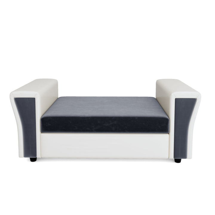 Bharat Lifestyle Enrich Leatherette and Fabric 3 + 2 + 2 + D Sofa Set (White and Grey, DIY(Do - It - Yourself)) - BHARAT LIFESPACE PRIVATE LIMITED