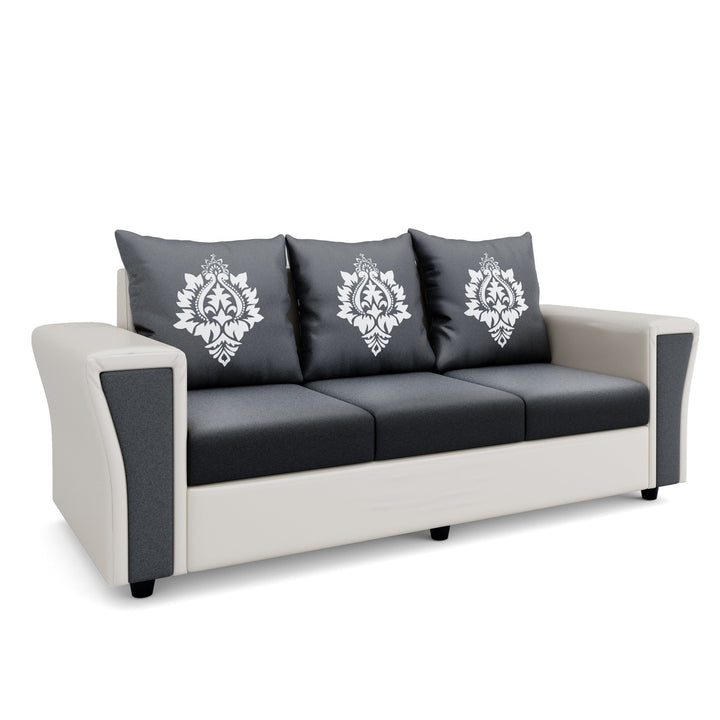 Bharat Lifestyle Enrich Leatherette and Fabric 3 + 2 + 2 + D Sofa Set (White and Grey, DIY(Do - It - Yourself)) - BHARAT LIFESPACE PRIVATE LIMITED