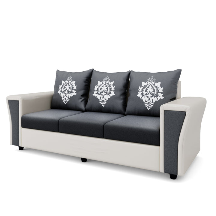 Bharat Lifestyle Enrich Leatherette and Fabric 3 + 2 + 2 + D Sofa Set (White and Grey, DIY(Do - It - Yourself)) - BHARAT LIFESPACE PRIVATE LIMITED