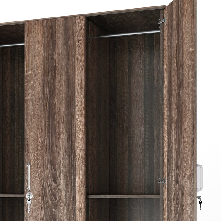Bharat Lifestyle Florence Engineered Wood 3 Door Wardrobe (Finish Color - Brown, Knock Down) - BHARAT LIFESPACE PRIVATE LIMITED