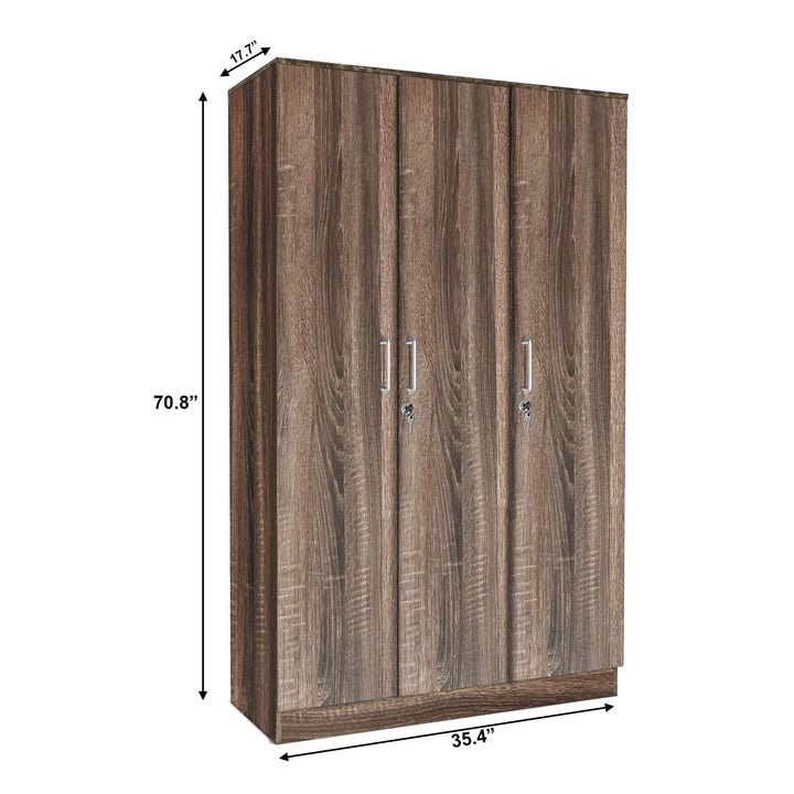 Bharat Lifestyle Florence Engineered Wood 3 Door Wardrobe (Finish Color - Brown, Knock Down) - BHARAT LIFESPACE PRIVATE LIMITED