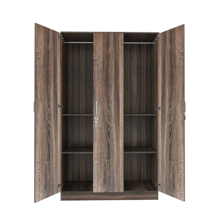 Bharat Lifestyle Florence Engineered Wood 3 Door Wardrobe (Finish Color - Brown, Knock Down) - BHARAT LIFESPACE PRIVATE LIMITED