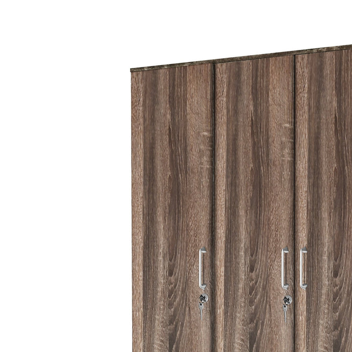 Bharat Lifestyle Florence Engineered Wood 3 Door Wardrobe (Finish Color - Brown, Knock Down) - BHARAT LIFESPACE PRIVATE LIMITED
