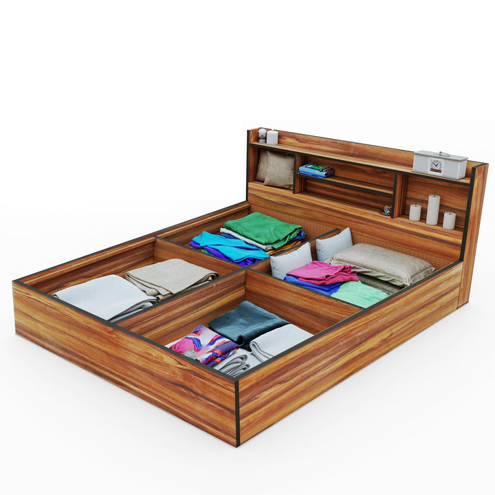 Bharat Lifestyle Freetown Engineered Wood Queen Box Bed (Finish Color - Brown, Delivery Condition - Knock Down) - BHARAT LIFESPACE PRIVATE LIMITED