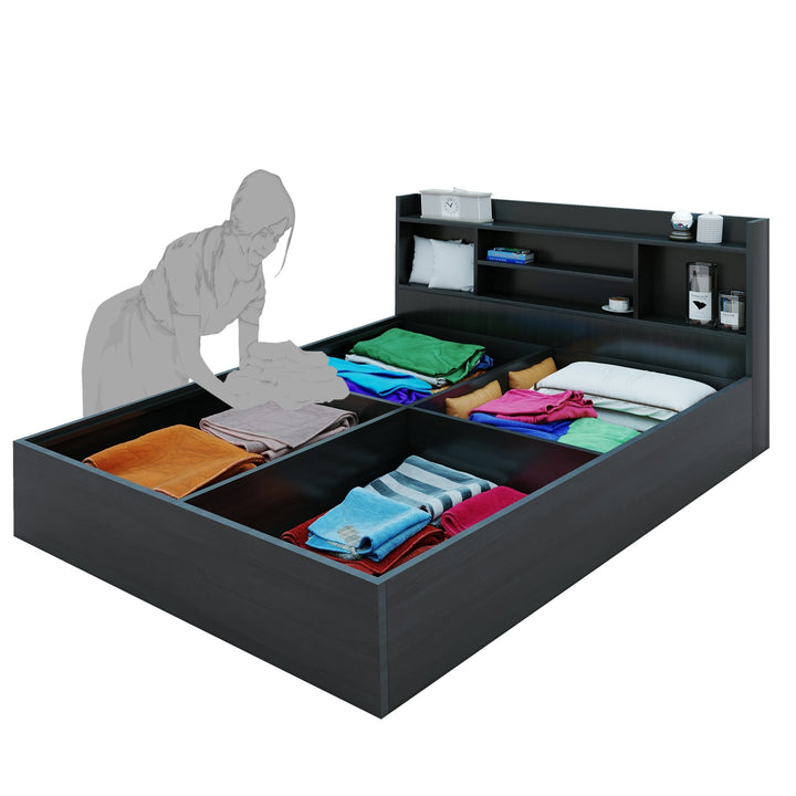 Bharat Lifestyle Freetown Engineered Wood Queen Box Bed (Finish Color - Wenge, Delivery Condition - Knock Down) - BHARAT LIFESPACE PRIVATE LIMITED