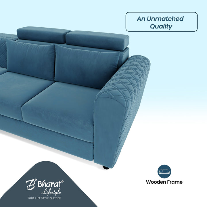 Bharat Lifestyle Harley L Shape Fabric 6 Seater Sofa (Finish Color - Aqua Blue, DIY(Do - It - Yourself)) - BHARAT LIFESPACE PRIVATE LIMITED