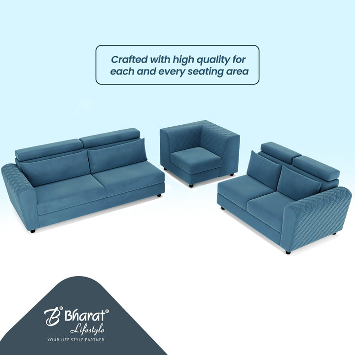Bharat Lifestyle Harley L Shape Fabric 6 Seater Sofa (Finish Color - Aqua Blue, DIY(Do - It - Yourself)) - BHARAT LIFESPACE PRIVATE LIMITED