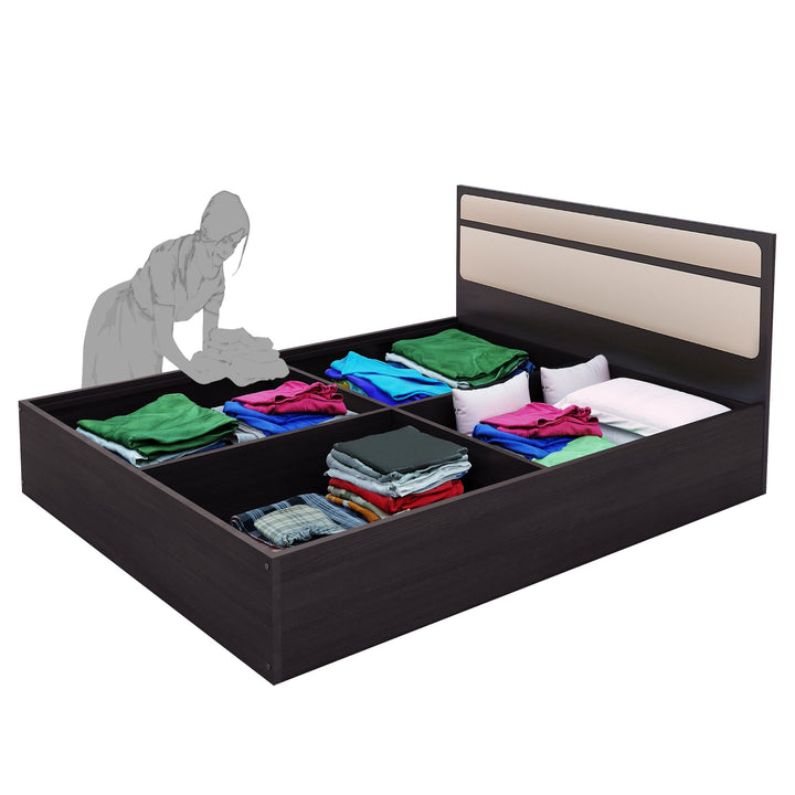 Bharat Lifestyle Helena Engineered Wood Queen Box Bed with Storage, Wooden Double Bed for Bedroom, Living Room, Color - Wenge, Delivery Condition - Knock Down, 1 Year Warranty - BHARAT LIFESPACE PRIVATE LIMITED
