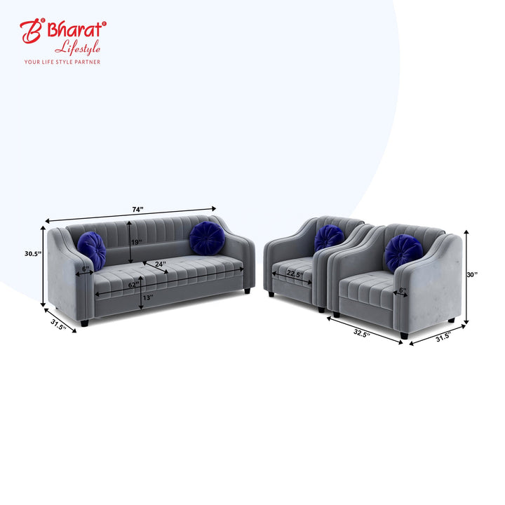 Bharat Lifestyle Jack Fabric 3 + 1 + 1 Sofa Set (Grey, DIY(Do - It - Yourself)) - BHARAT LIFESPACE PRIVATE LIMITED