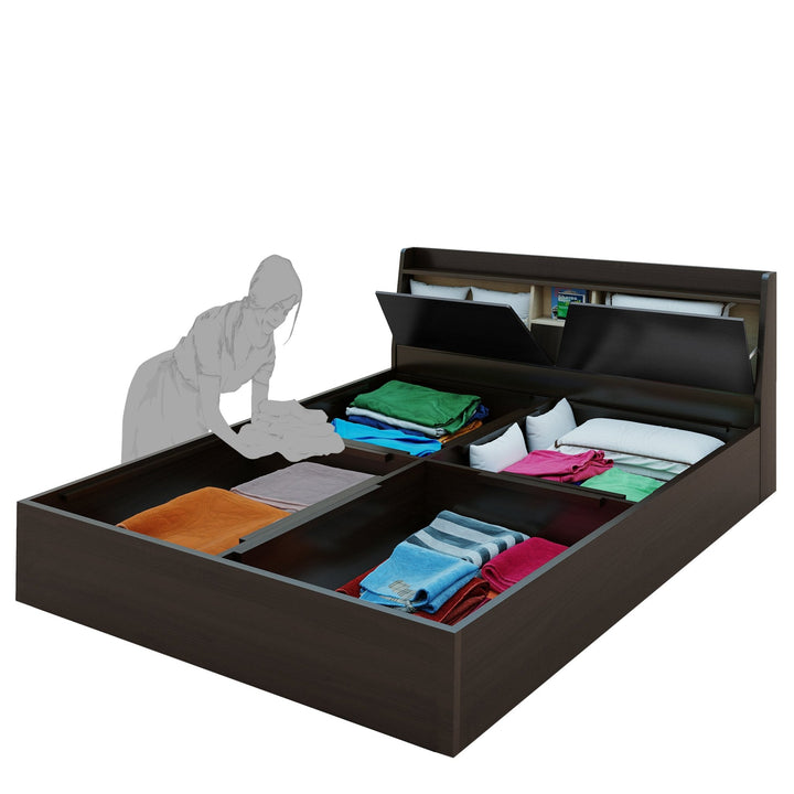 Bharat Lifestyle Jakarta Engineered Wood King Box Bed (Finish Color - Brown, Delivery Condition - Knock Down) - BHARAT LIFESPACE PRIVATE LIMITED