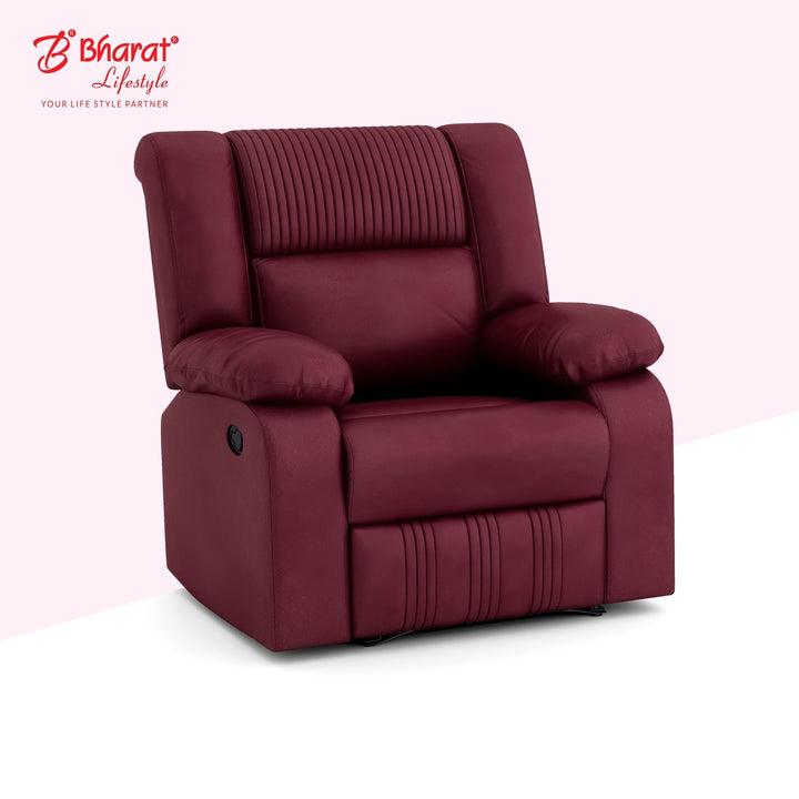 Bharat Lifestyle Jerry Suede Velvet Fabric Manual Recliner (Maroon) | 1 Seater Recliner Chair Sofa | 3 Comfort Positions | DIY Assembly | 1 Year Warranty | For Living Room, Bedroom, Home & Office - BHARAT LIFESPACE PRIVATE LIMITED